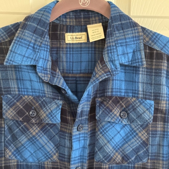 LL Bean Boys Flannel Blue Plaid Size M - Picture 5 of 11